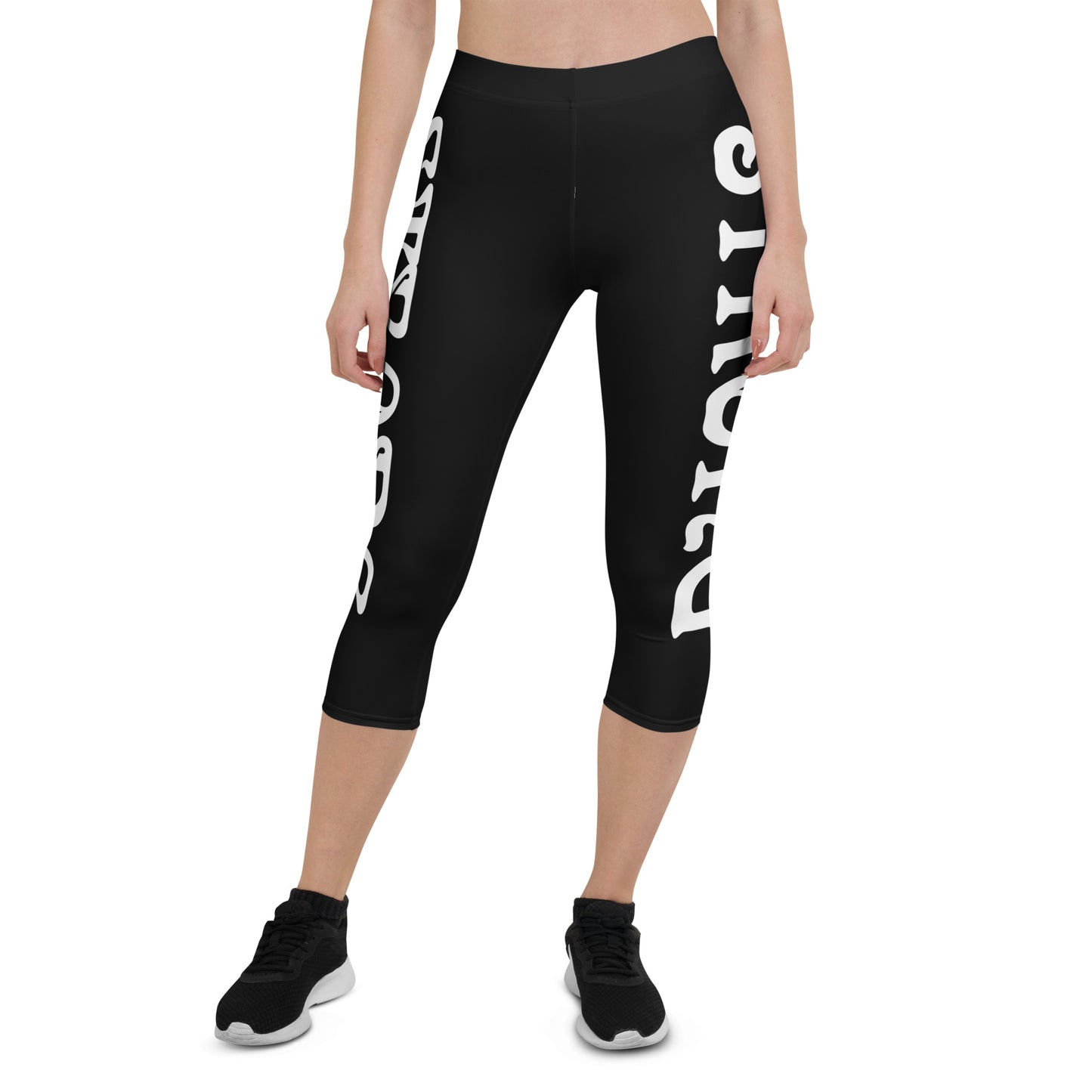 “STRONG” Black Capri Leggings W/White Font