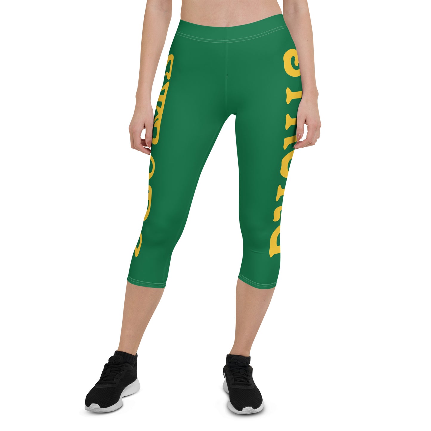 “STRONG” Green Capri Leggings W/Yellow Font