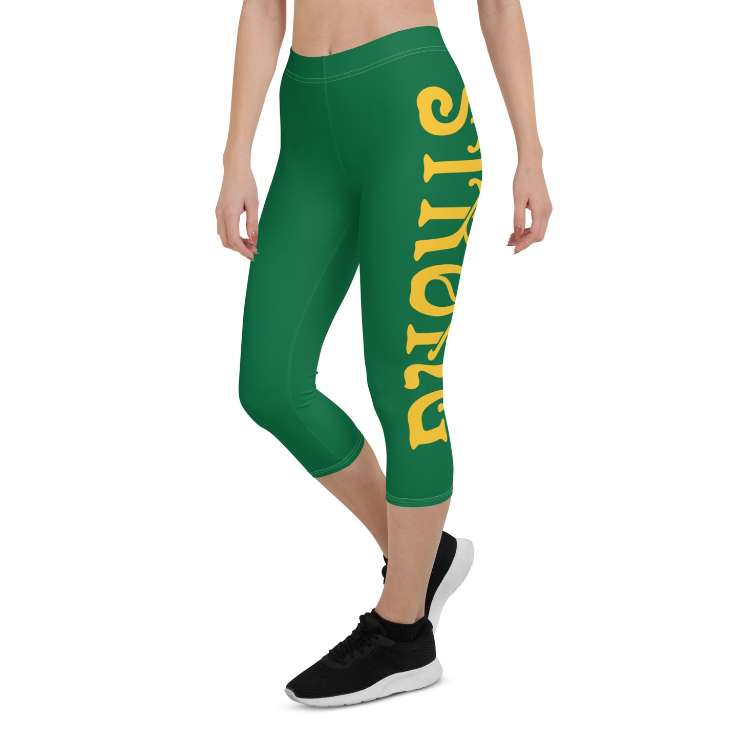 “STRONG” Green Capri Leggings W/Yellow Font