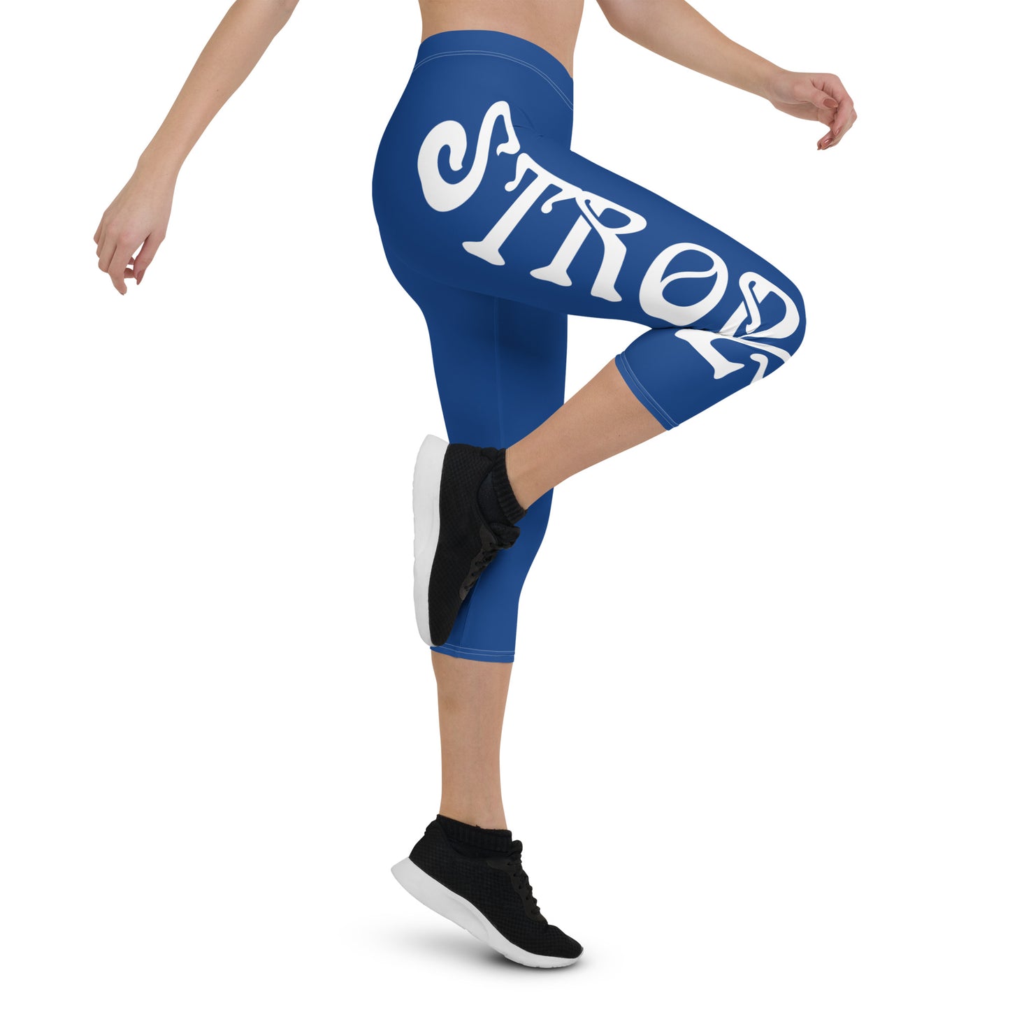 “STRONG” Blue Capri Leggings W/White Font