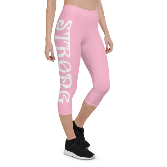 “STRONG” Cotton Candy Capri Leggings W/White Font