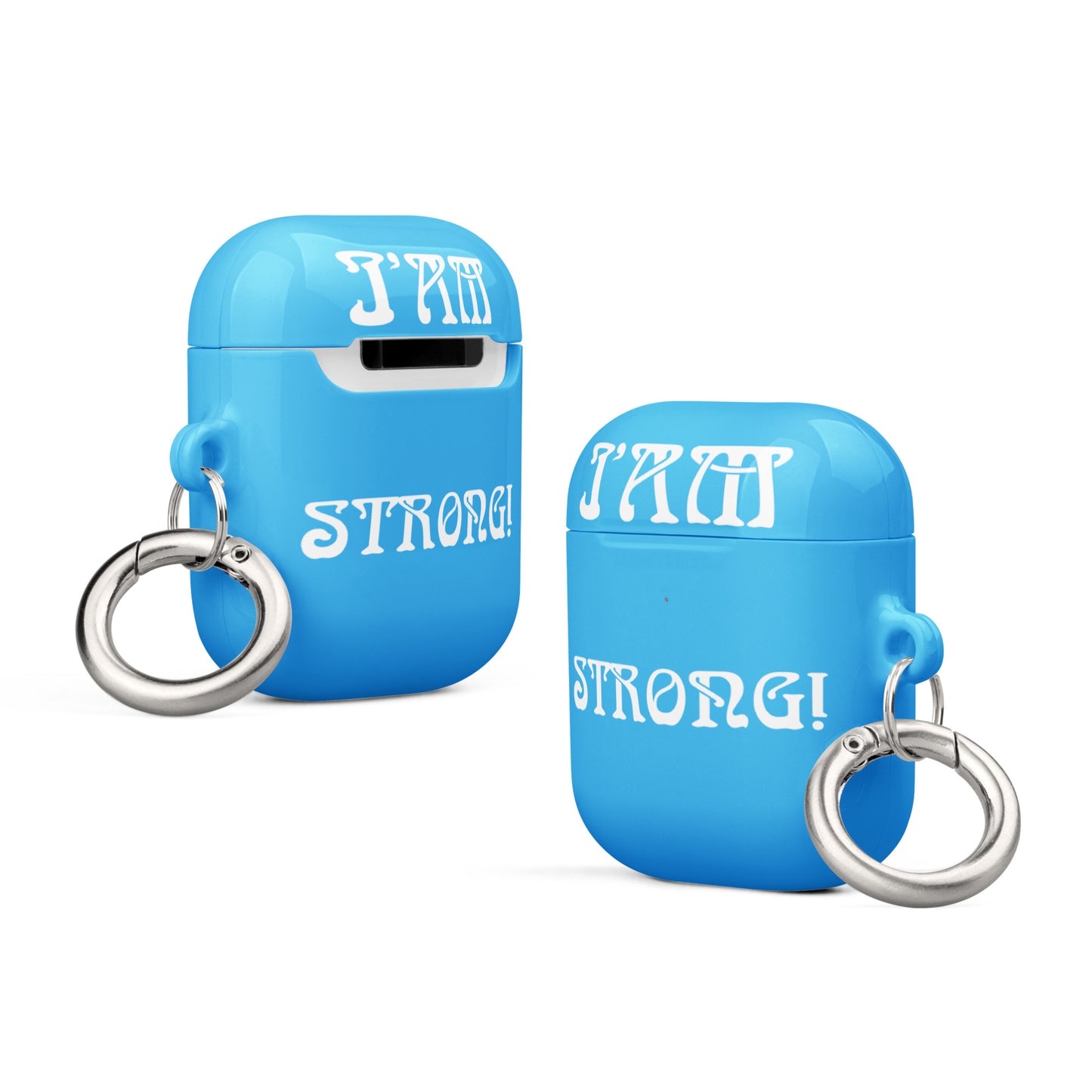 “I’AM STRONG!”SkyBlue Case for AirPods® W/White Font