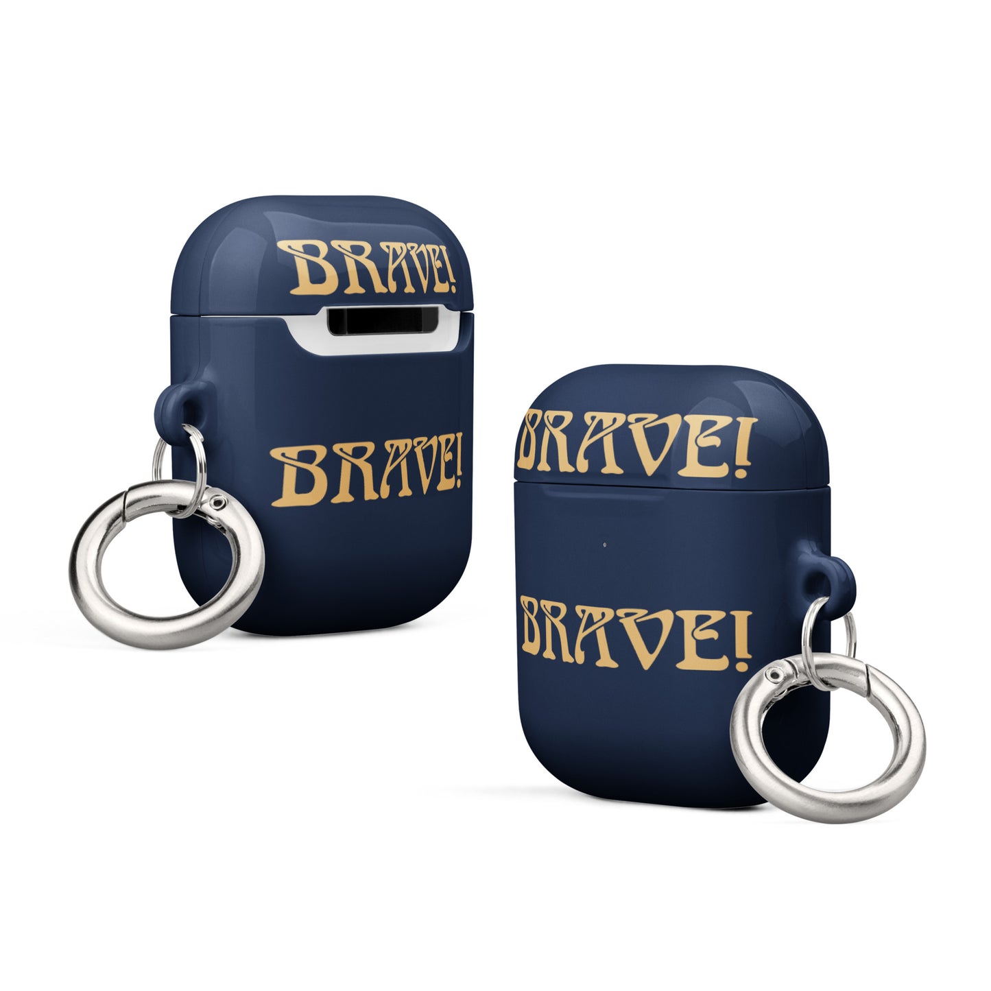 “BRAVE!”Navy Case for AirPods®W/Fawn Font