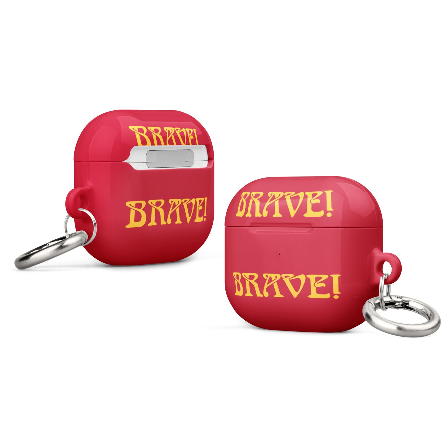 “BRAVE!”Red Case for AirPods®W/Yellow Font