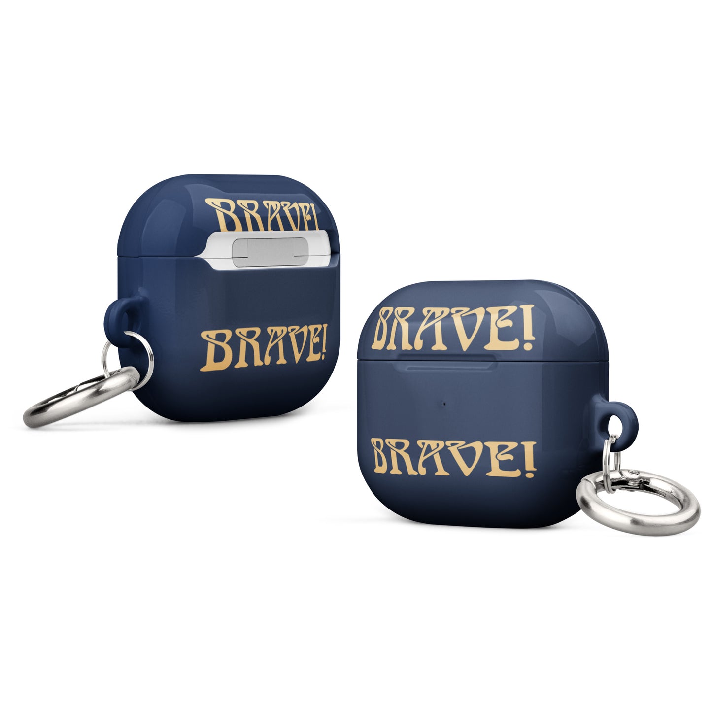 “BRAVE!”Navy Case for AirPods®W/Fawn Font