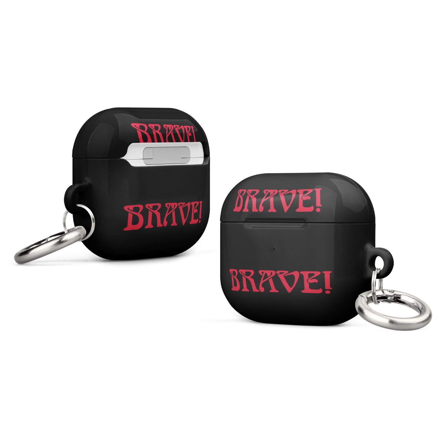 “BRAVE!”Black Case for AirPods®W/Red Font