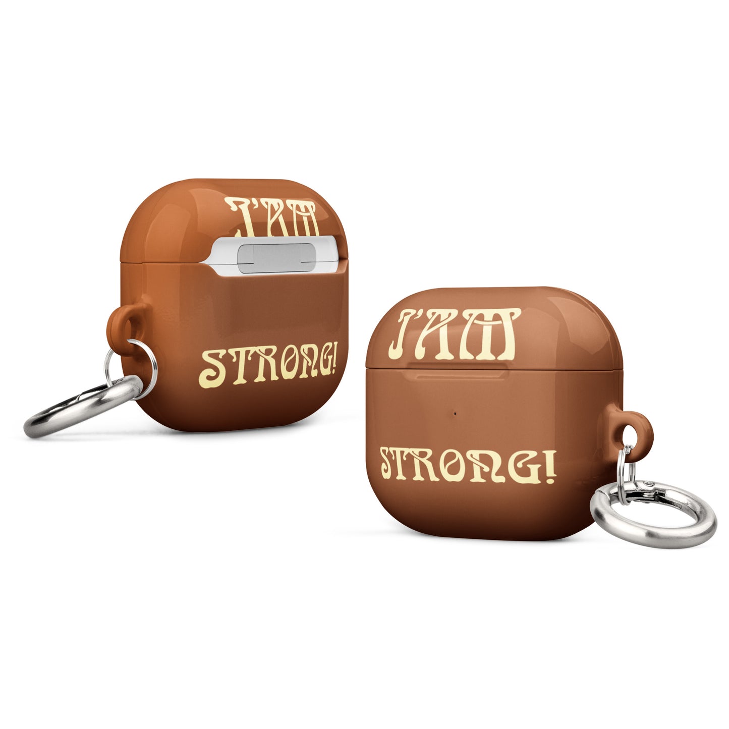 “I’AM STRONG!” Brown Case for AirPods® W/Banana Font