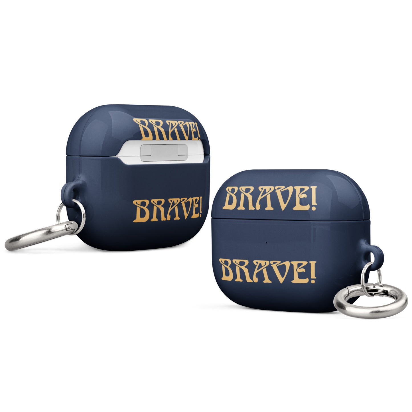 “BRAVE!”Navy Case for AirPods®W/Fawn Font