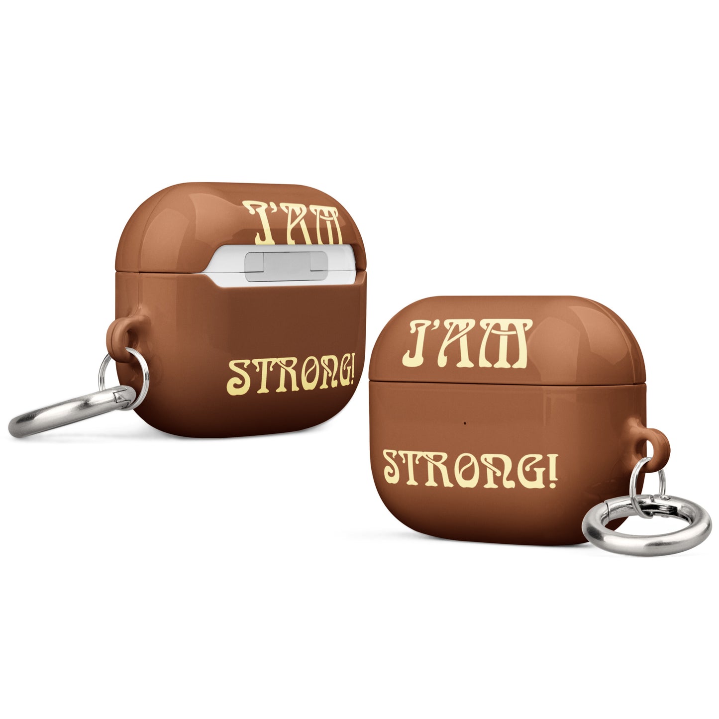 “I’AM STRONG!” Brown Case for AirPods® W/Banana Font