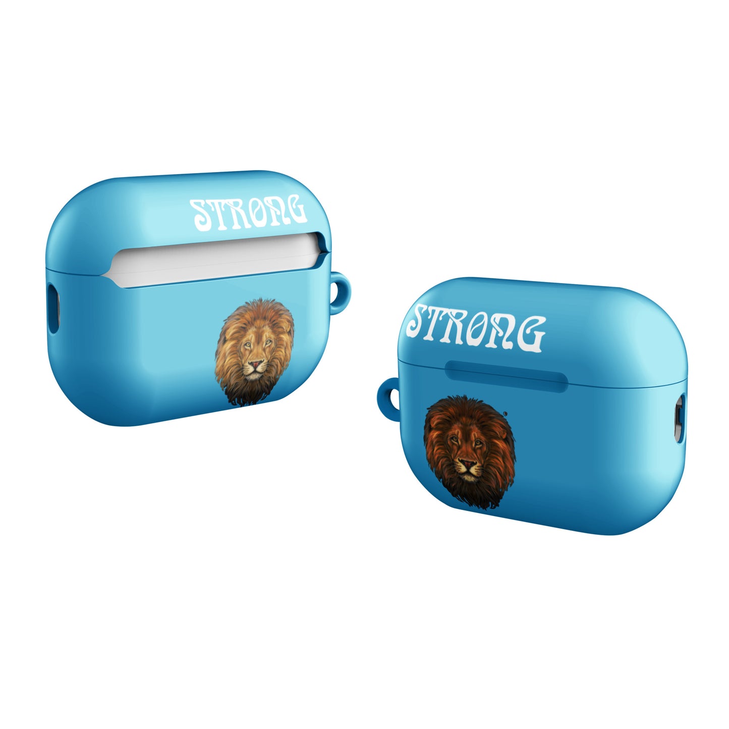 “STRONG”SkyBlue Case for AirPods®W/White Font