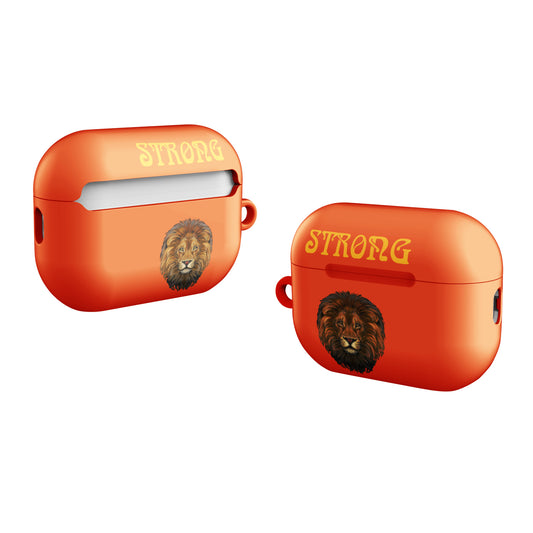 “STRONG”Orange Case for AirPods®W/Yellow Font