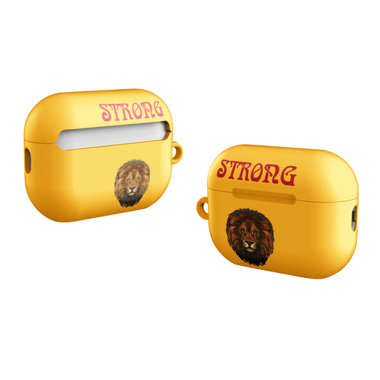 “STRONG”Yellow Case for AirPods®W/Red Font