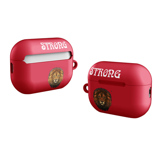 “STRONG”Red Case for AirPods®W/White Font