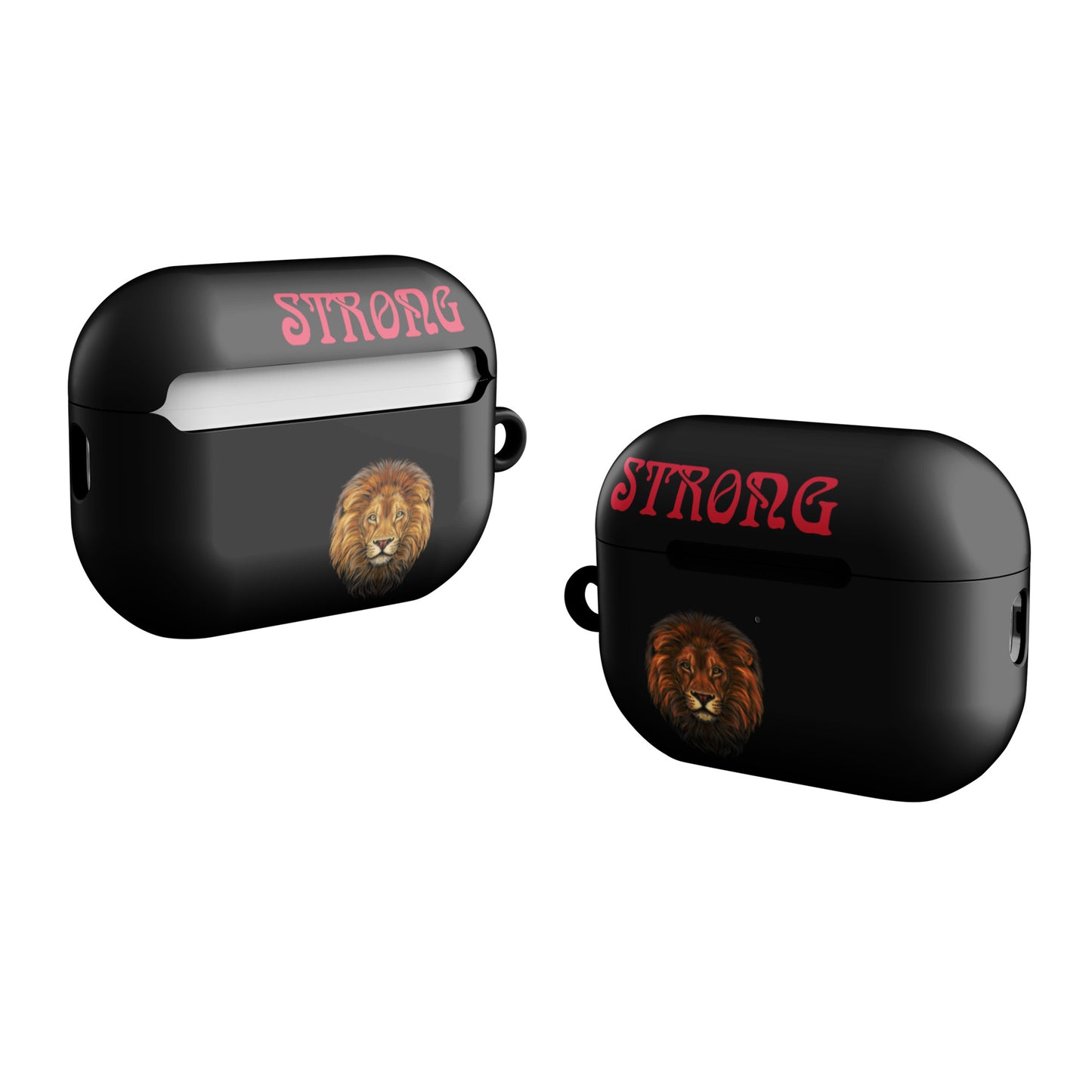 “STRONG”Black Case for AirPods® W/Red Font