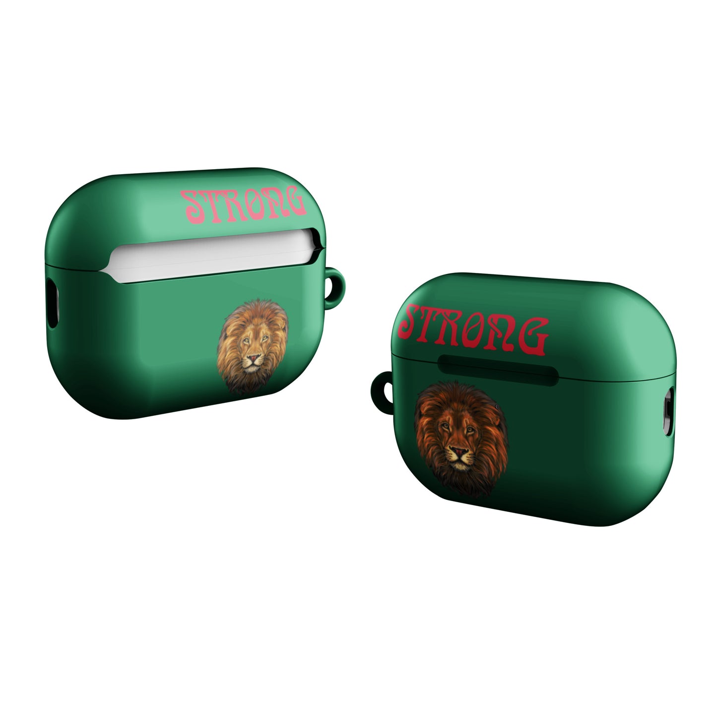 “STRONG”Green Case for AirPods®W/Red Font