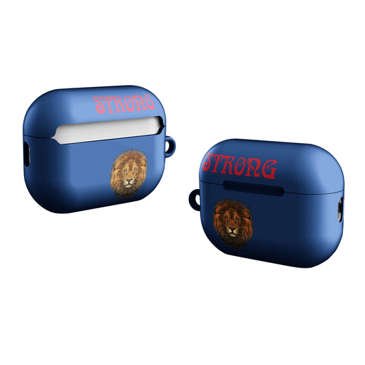 “STRONG”Navy Blue Case for AirPods®W/Red Font