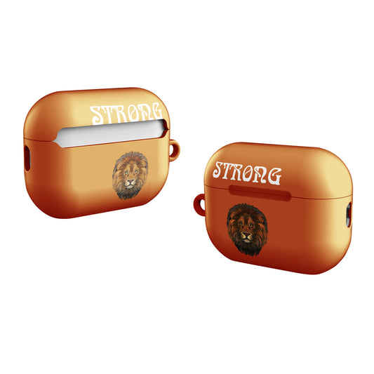 “STRONG”Bronze Case for AirPods W/White Font