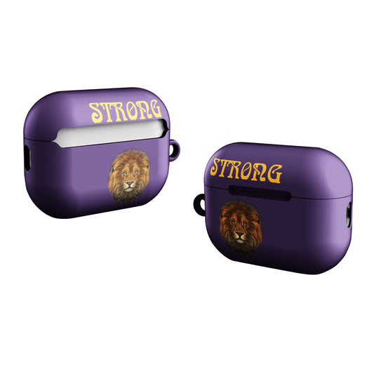 “STRONG”Purple Case for AirPods® W/Yellow Font