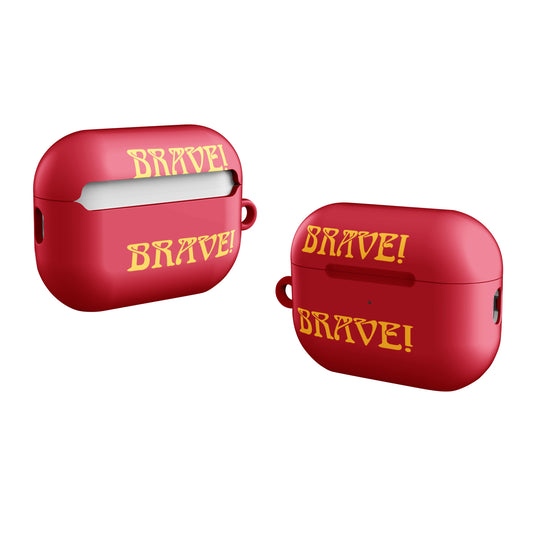 “BRAVE!”Red Case for AirPods®W/Yellow Font