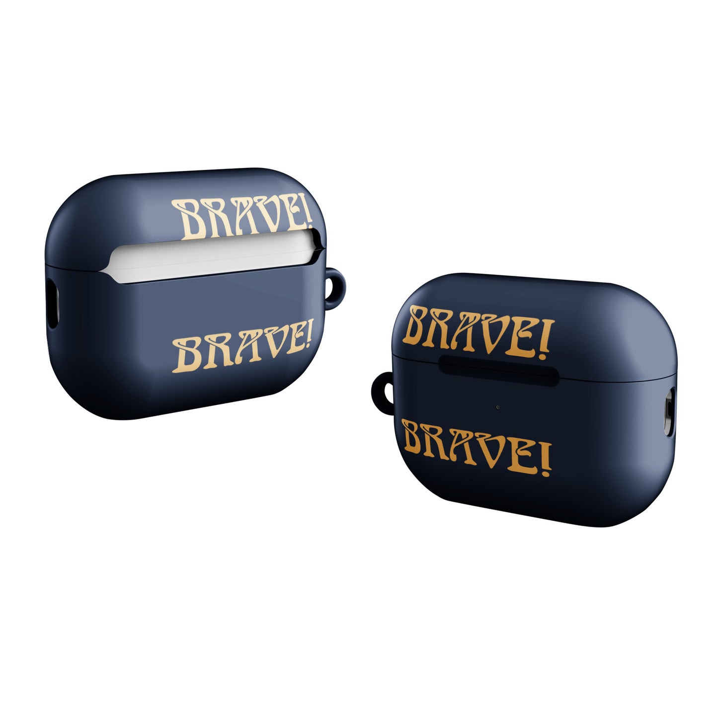 “BRAVE!”Navy Case for AirPods®W/Fawn Font