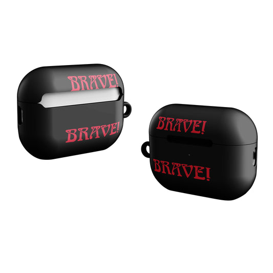 “BRAVE!”Black Case for AirPods®W/Red Font