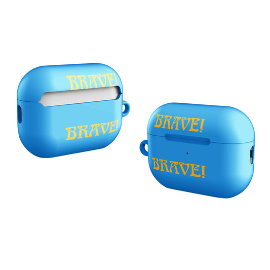 “BRAVE!”SkyBlue Case for AirPods®W/Yellow Font