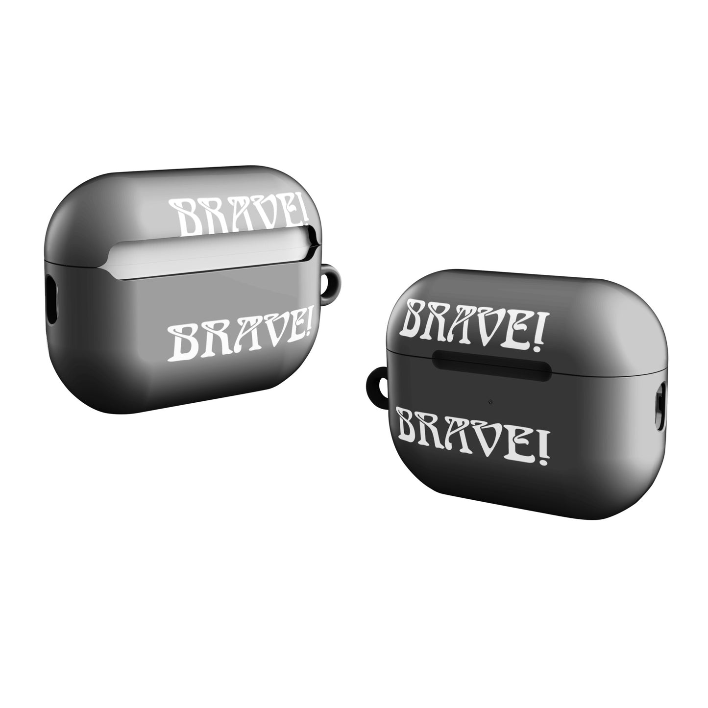 “BRAVE!”Grey Case for AirPods®W/White Font