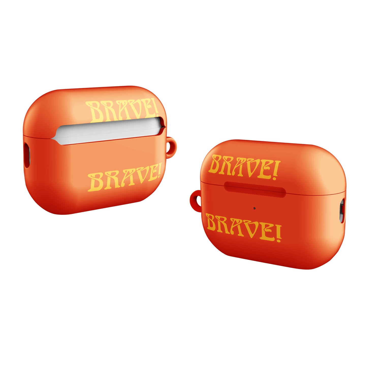 “BRAVE!”Orange Case for AirPods®W/Yellow Font