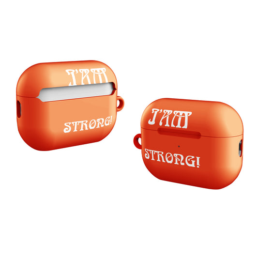 “I’AM STRONG!”Orange Case for AirPods® W/White Font