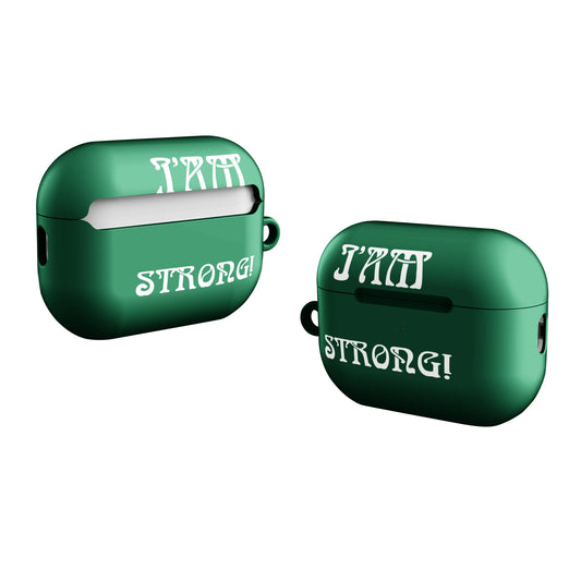 “I’AM STRONG!” Green Case for AirPods® W/White Font