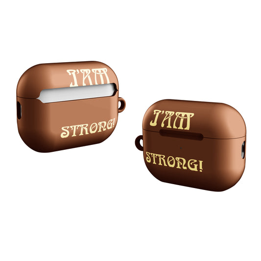 “I’AM STRONG!” Brown Case for AirPods® W/Banana Font