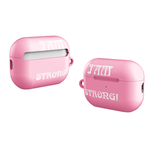 “I’AM STRONG!” Cotton Candy Case for AirPods® W/White Font