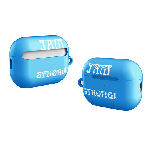 “I’AM STRONG!”SkyBlue Case for AirPods® W/White Font