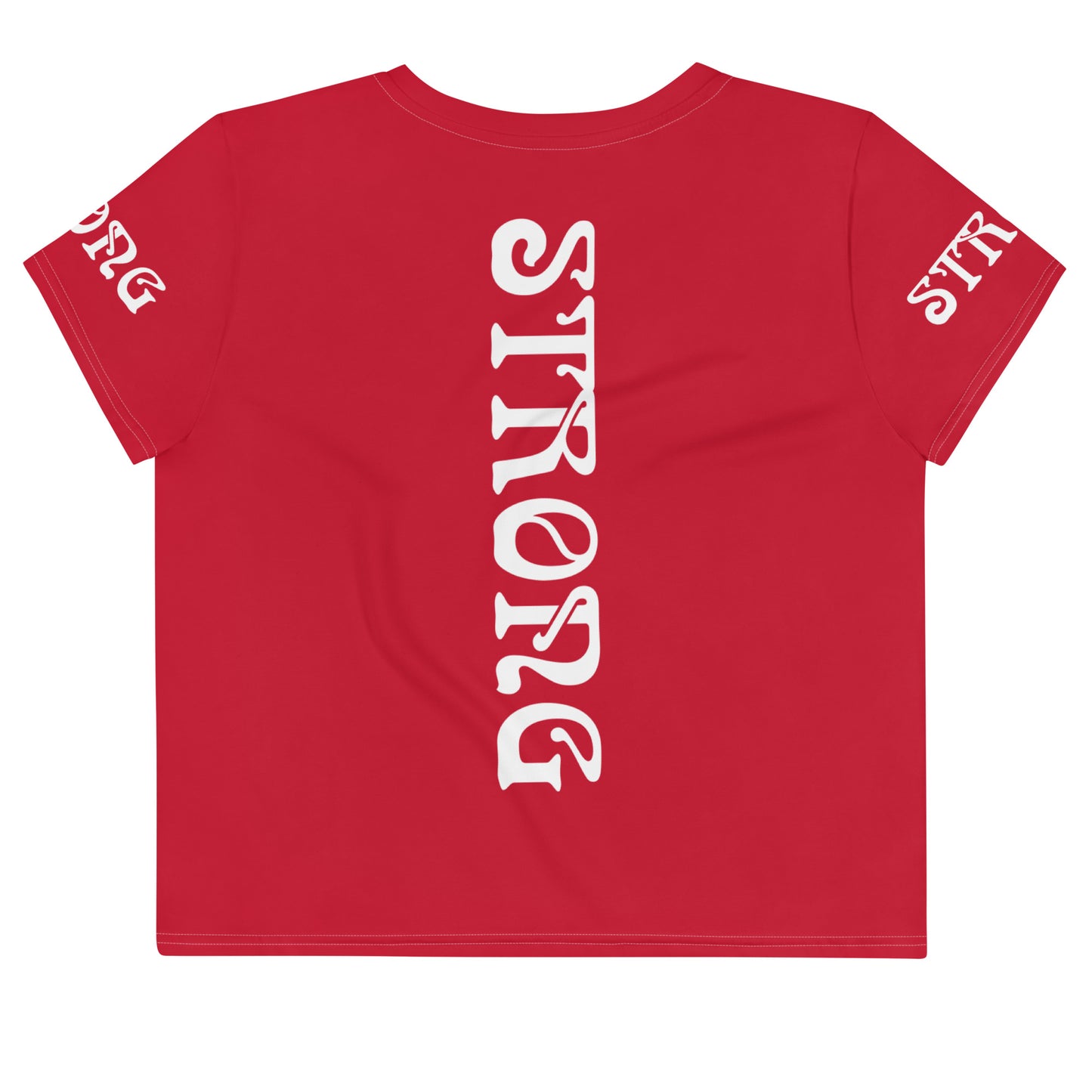 “STRONG” Red Crop Tee W/White Font