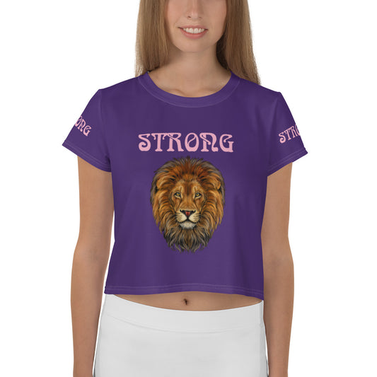 “STRONG” Purple Crop Tee W/Cotton Candy Font