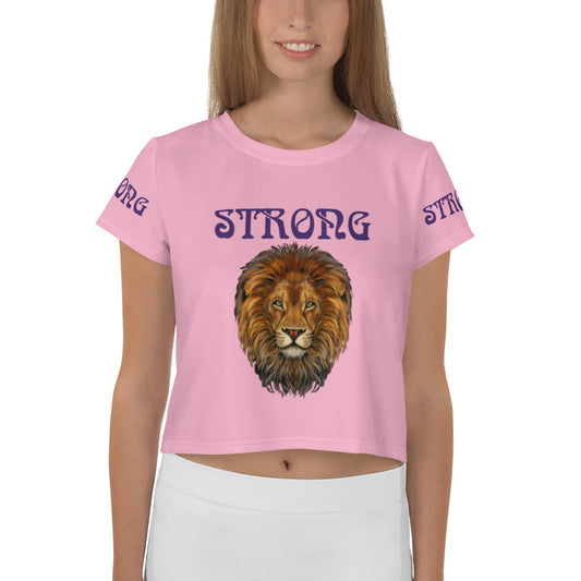 “STRONG”Cotton Candy Crop Tee W/Purple Font