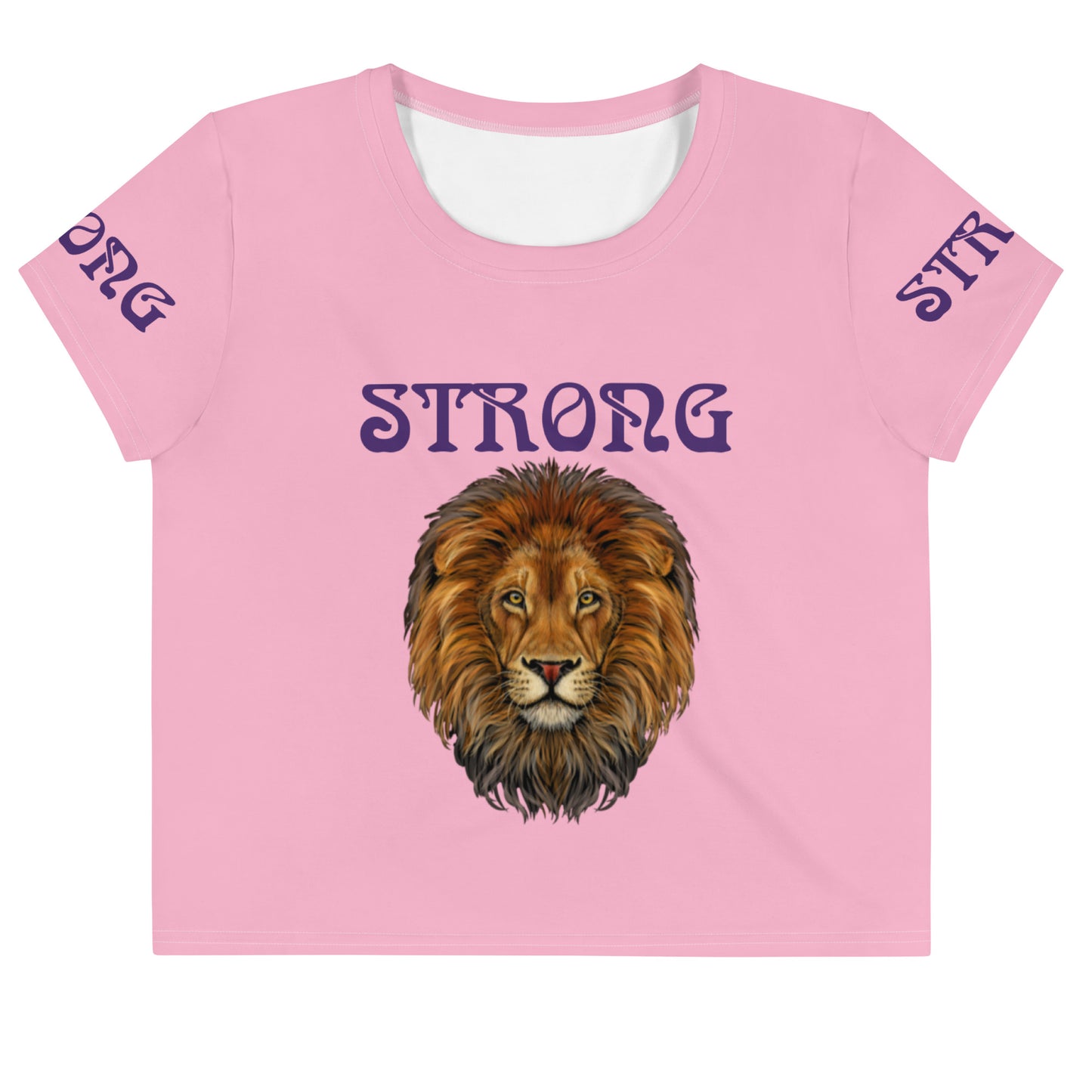 “STRONG”Cotton Candy Crop Tee W/Purple Font