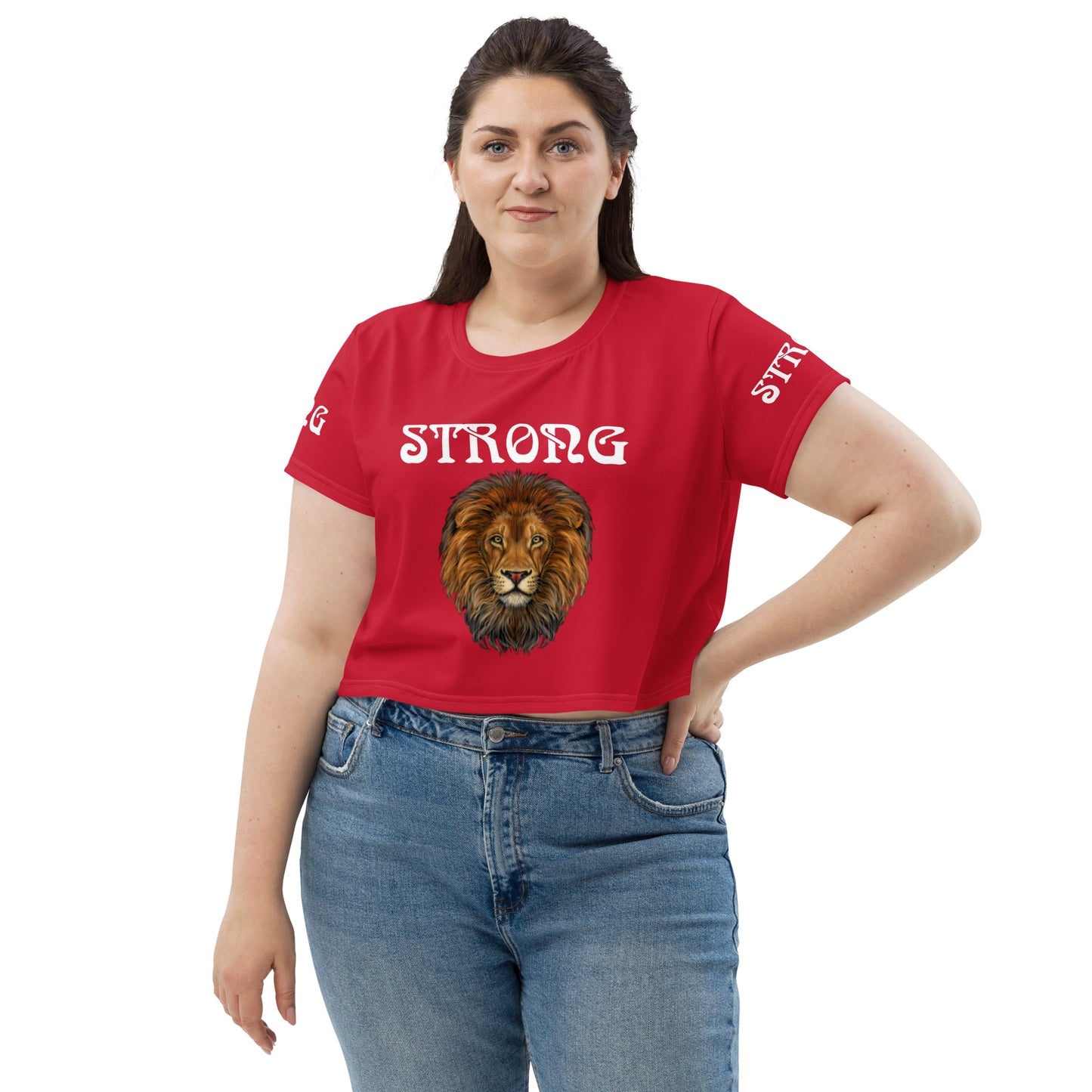 “STRONG” Red Crop Tee W/White Font