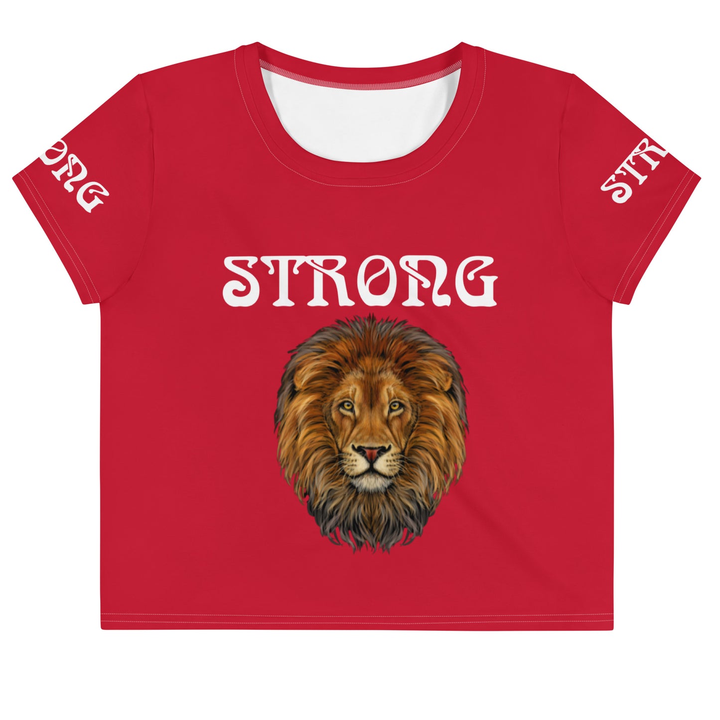 “STRONG” Red Crop Tee W/White Font