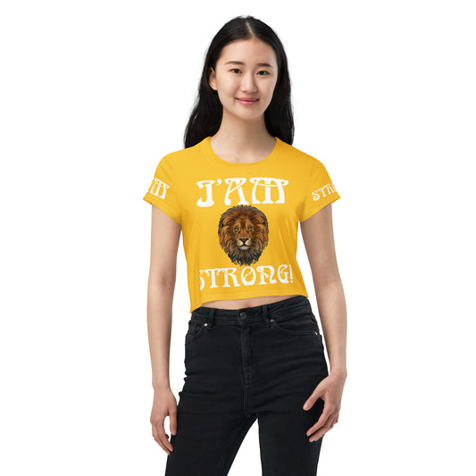 “I’AM STRONG!” Yellow Crop Tee W/White Font