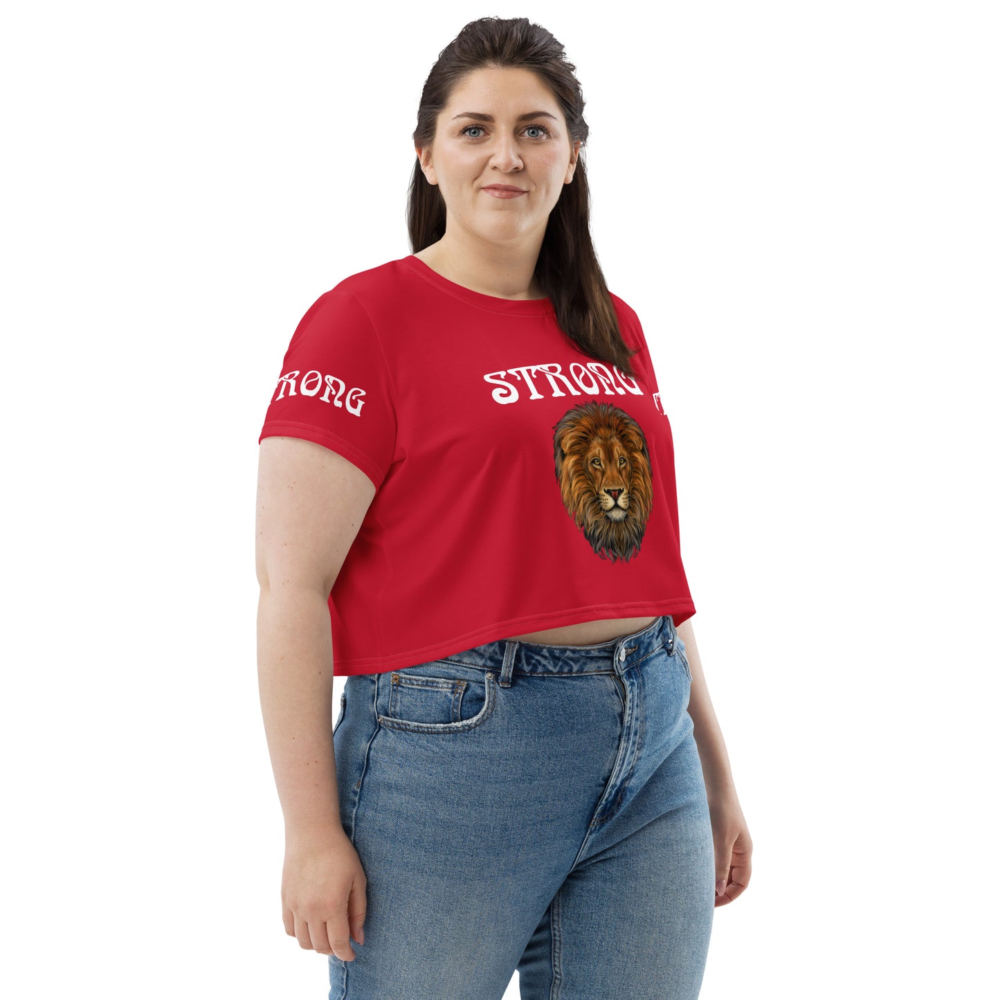 “STRONG” Red Crop Tee W/White Font