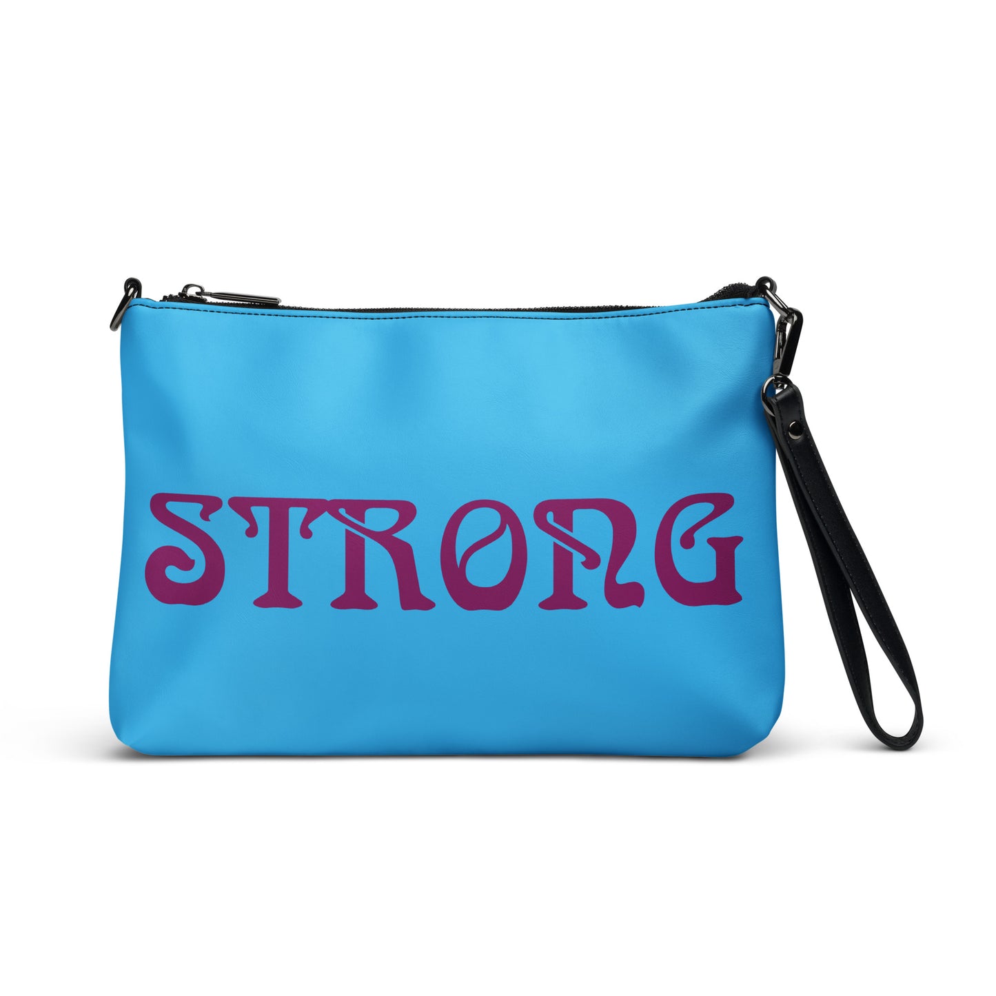 “STRONG”SkyBlue Crossbody Bag W/Purple Font