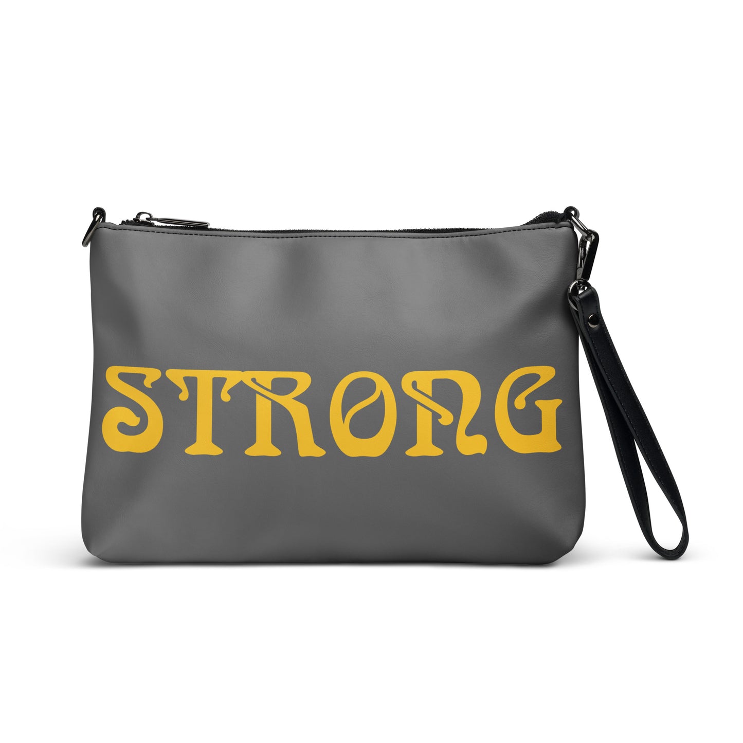 “STRONG”Grey Crossbody Bag W/Yellow Font