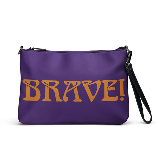 “BRAVE!”Purple Crossbody Bag W/Bronze Font