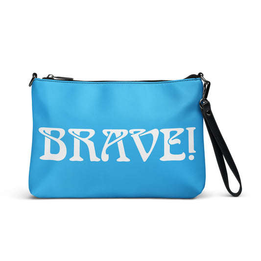 “BRAVE!”SkyBlue Crossbody Bag W/White Font