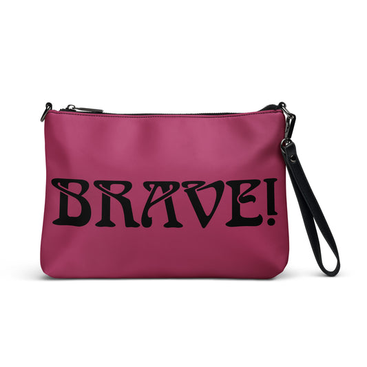 “BRAVE!”Lipstick Crossbody Bag W/Black Font