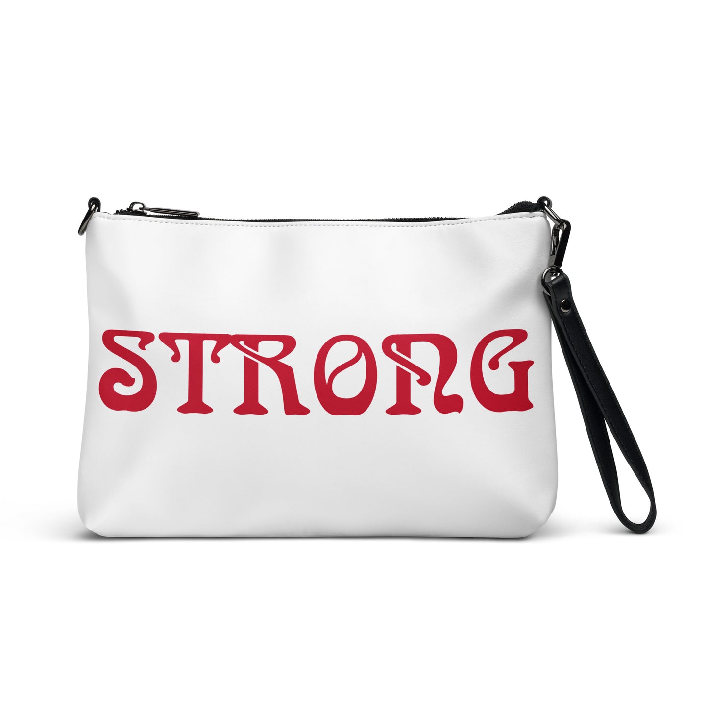 “STRONG”White Crossbody Bag W/Red Font