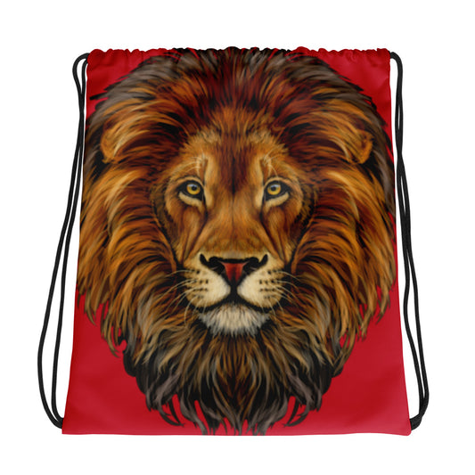 “LION”Red Drawstring Bag