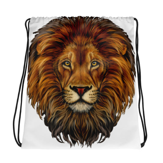 “LION”White Drawstring Bag