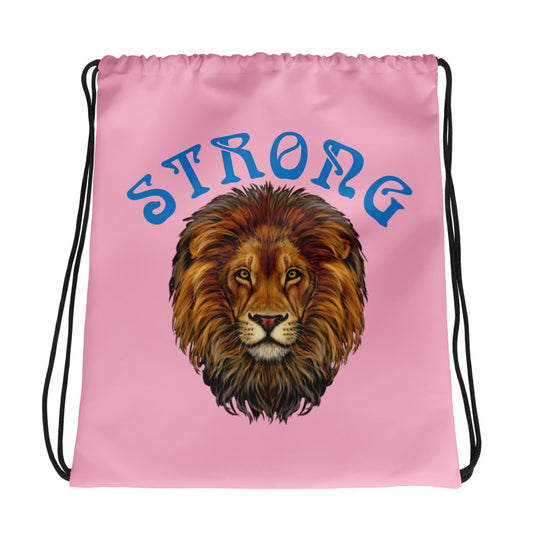“STRONG”Cotton Candy Drawstring Bag W/SkyBlue Font